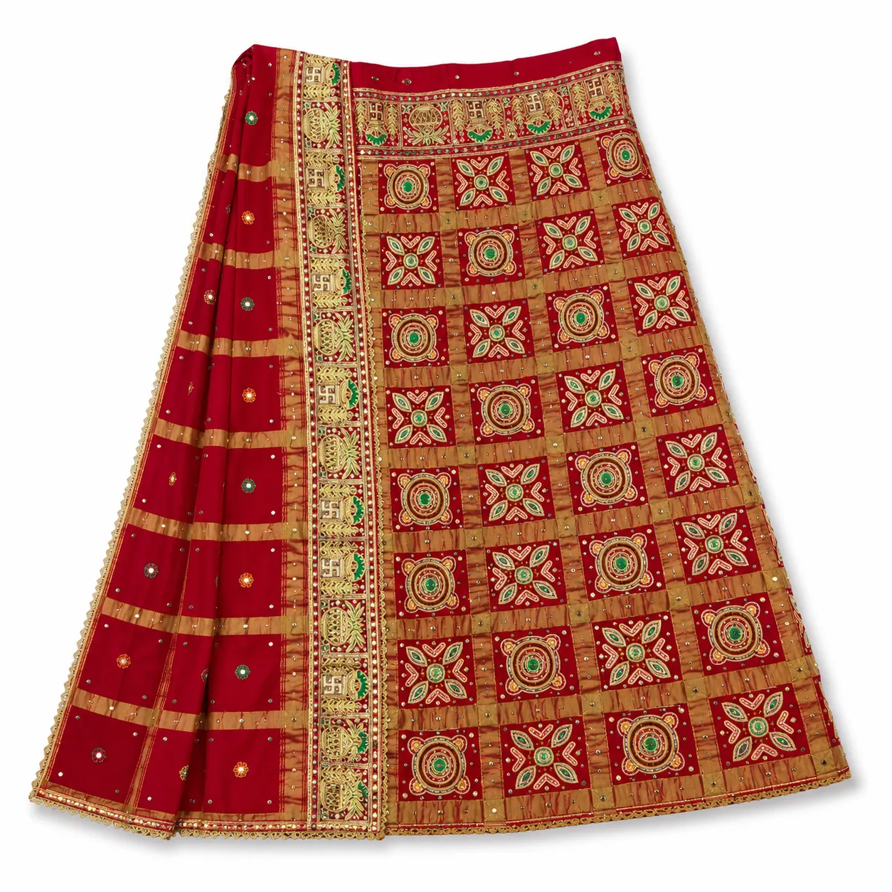 Traditional Embroidered Ethnic Dupatta with Mirror Work & Multicolor Pattern Design