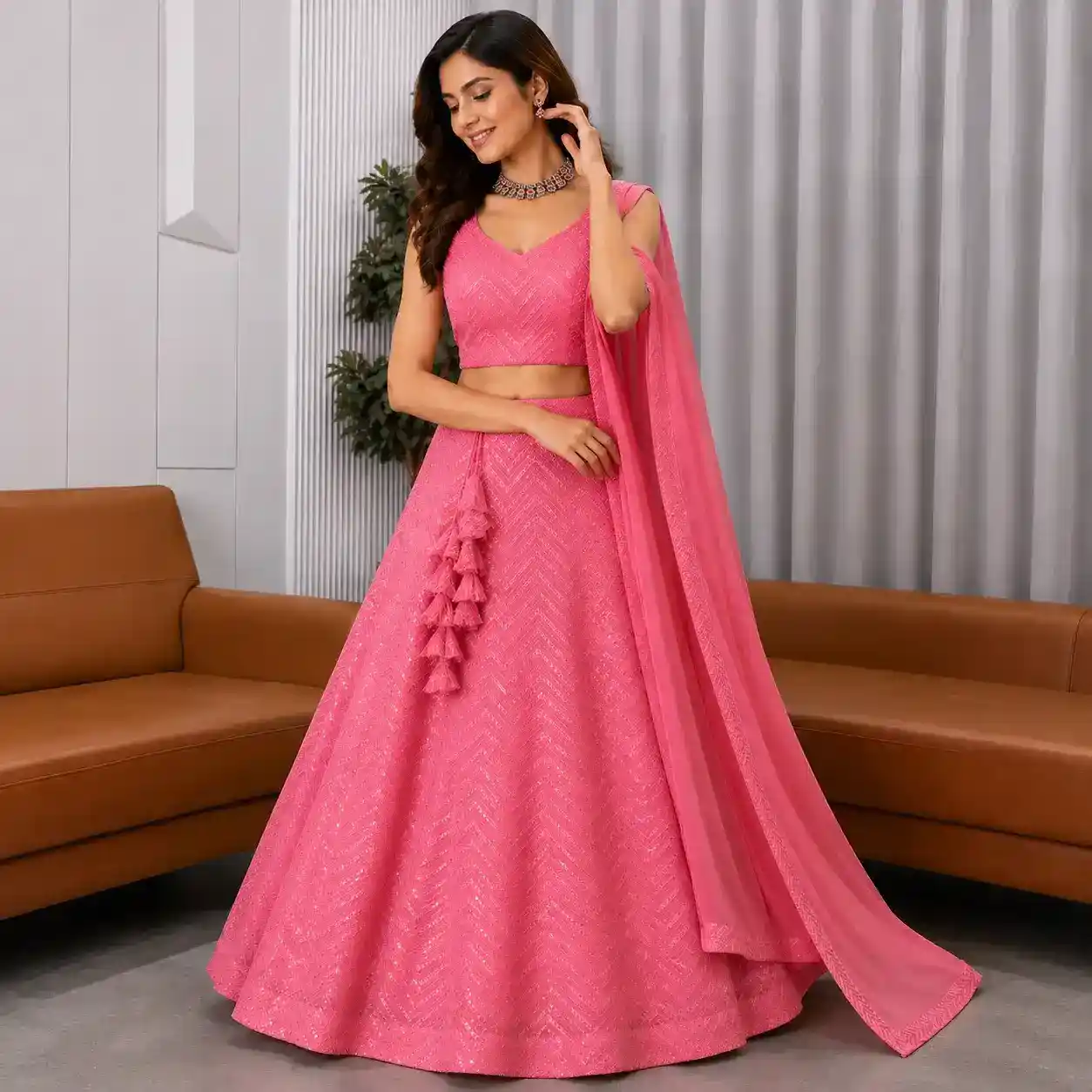 Women’s Elegant Sequin Embroidered Anarkali Gown